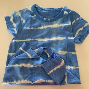 Blue and white lulu lemon shirt